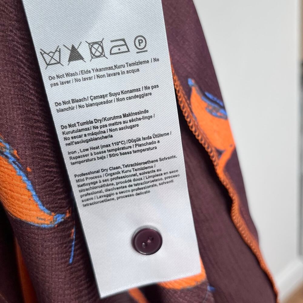 Anthropologie Exquise Jasmineelle Satin Shirt Dress XXS Purple Orange NWT $268 - Picture 15 of 15